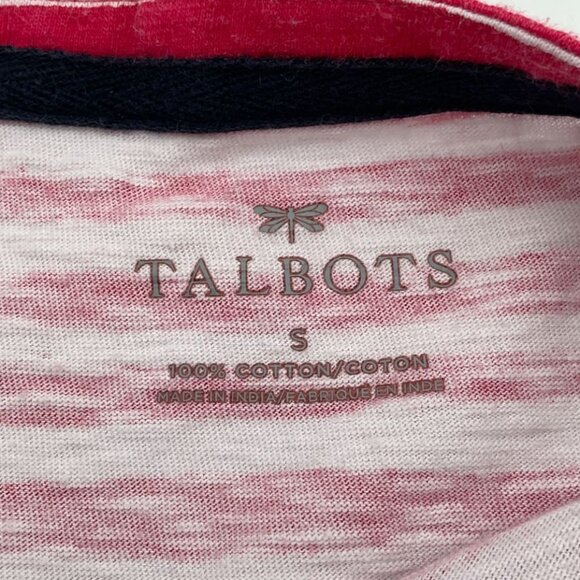 Talbots 3/4 Sleeve Red White Striped Scoop Neck Cotton Tee Blue Sequin Whale Acc - Picture 4 of 6